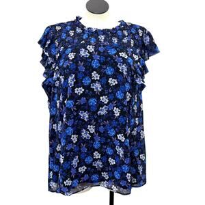 City Chic Plus Size 22 Top Ruffle Sleeve Dark Cottage Floral Fairy Whimsigoth